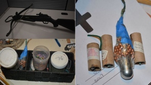 Explosives, weapons seized