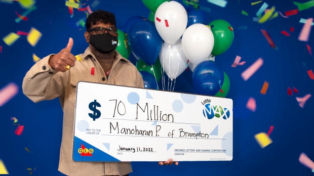 Manoharan Ponnuthurai of Brampton wins $70 Million jackpot from the December 17, 2021 LOTTO MAX draw.