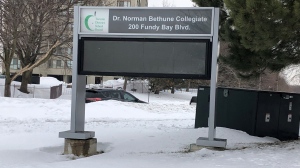 Dr. Norman Bethune Collegiate Institute is shown on Wednesday. It is one of six TDSB schools that remain shuttered due to incomplete snow removal. (Patrick Darrah)