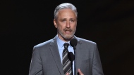 Jon Stewart presents the Pat Tillman award for service on July 18, 2018, at the ESPY Awards in Los Angeles.  (Photo by Phil McCarten/Invision/AP, File)