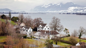 A general view shows the Steinfels estate in Staefa, outside Zurich on Thursday, January 20, 2022. Rock 'n' roll icon Tina Turner and her husband have reportedly bought a 70-million-Swiss-franc ($76 million) estate with 10 buildings, pond, stream, swimming pool and boat dock on Lake Zurich.  (Michael Buholzer)/Keystone via AP)
