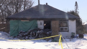 Fire ravaged a house on Miami Drive in Keswick, Ont., on Sat., Jan. 15, 2022 (MIKE ARSALIDES/CTV NEWS)