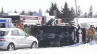 Firefighters assist motorists on Highway 400 SB after a crash on Jan. 23, 2022. (CTV News Barrie)