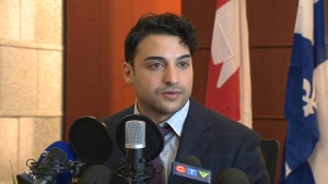 James William Awad, organizer of the Sunwing party plane, held a news conference in Montreal Thursday.