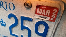 Licence plate sticker in Ontario