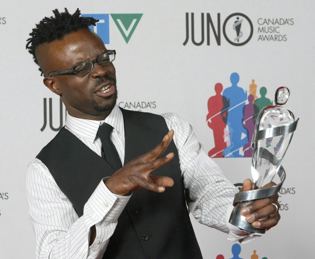 Haydain Neale from Jacksoul is seen after winning the RandB / Soul Recording of the Year at the Juno Awards in Saskatoon, Sask. on April 1, 2007. (CP / Adrian Wyld)