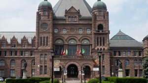 The Ontario legislature's front entrance at Queen's Park is seen in Toronto, Friday, June 18, 2021. THE CANADIAN PRESS/Chris Young