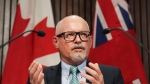 Dr. Kieran Moore, Ontario's Chief Medical Officer of Health speaks at a press conference during the COVID-19 pandemic, at Queen’s Park in Toronto on Monday, April 11, 2022. THE CANADIAN PRESS/Nathan Denette
