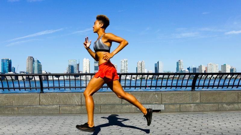 Running is one exercise that could be made more or less challenging by using the 'talk test.' (Source: Julien McRoberts / Tetra images RF / Getty Images via CNN)