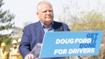 FILE - Progressive Conservative Party Leader Doug Ford shares remarks about 'getting it done' at Canadian Energy Strategies Inc in Kitchener, Ont., Thursday, May 12, 2022. THE CANADIAN PRESS/Nicole Osborne