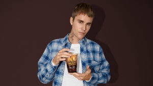 Tim Hortons and Justin Bieber are back with a new French vanilla-flavoured coffee. Biebs Brew is the pop star's rendition of the coffee chain's cold brew coffee. The chilled coffee will be released next month alongside a limited-edition, stainless steel tumbler co-created by the Canadian performer. THE CANADIAN PRESS/HO-Tim Hortons 