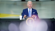President Joe Biden speaks during a briefing on preparing for and responding to hurricanes this season at Andrews Air Force Base, Md., Wednesday May 18, 2022. (AP Photo/Andrew Harnik)