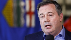 Alberta Premier Jason Kenney speaks at a news conference in Calgary on March 25, 2022. THE CANADIAN PRESS/Jeff McIntosh