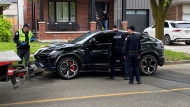 A luxury stolen during a downtown home invasion on Thursday morning is shown after being recovered by police in an Etobicoke neighbourhood. (Sean MacInnes)