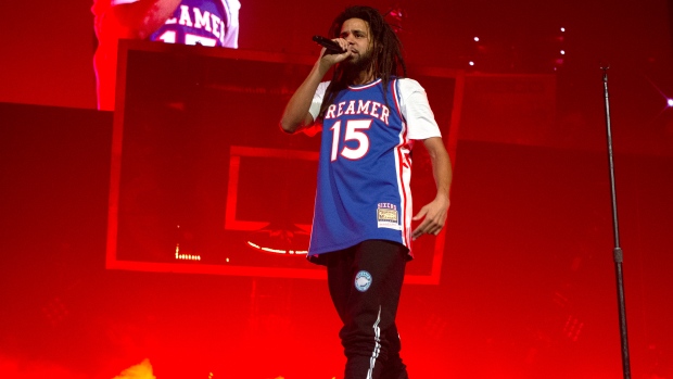 J. Cole performs in concert during his "The Off-Season Tour" at The Wells Fargo Center on Wednesday, Oct. 27, 2021, in Philadelphia. (Photo by Owen Sweeney/Invision/AP) 