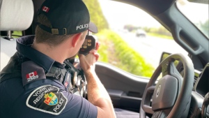 York Regional Police Const. Johnson conducts speed enforcement on York Region roads. FILE IMAGE (YORK REGIONAL POLICE/TWITTER)
