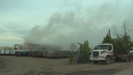 No injuries have been reported after a five-alarm fire at a recycling depot in Etobicoke Friday evening. 