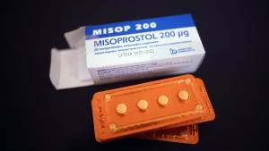 Misoprostol, a common abortion pill, sits on a gynecological table at Casa Fusa, a health center that advises women on reproductive issues and performs legal abortions in Buenos Aires, Argentina, Friday, Jan. 22, 2021. THE CANADIAN PRESS/AP-Victor R. Caivano