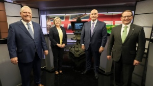 Ontario Progressive Conservative Party Leader Doug Ford, left to right, Ontario New Democratic Party Leader Andrea Horwath, Ontario Liberal Party Leader Steven Del Duca and Green Party of Ontario Leader Mike Schreiner pose for a photo ahead of the Ontario party leaders' debate, in Toronto, Monday, May 16, 2022. It's the final campaign weekend on the campaign trail for Ontario's political party leaders. THE CANADIAN PRESS/Frank Gunn