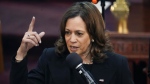 Vice President Kamala Harris speaks at a memorial service for Ruth Whitfield, a victim of the Buffalo supermarket shooting, at Mt. Olive Baptist Church, Saturday, May 28, 2022, in Buffalo, N.Y. (AP Photo/Patrick Semansky)