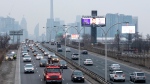 Heavy traffic leaves the downtown core in Toronto on Thursday January 14, 2021. THE CANADIAN PRESS/Frank Gunn