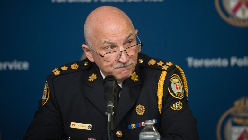 Chief James Ramer of the Toronto Police Service speaks during a press conference releasing race-based data, at police headquarters in Toronto on Wednesday, June 15, 2022. THE CANADIAN PRESS/ Tijana Martin
