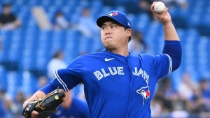 Toronto Blue Jays starting pitcher Hyun Jin Ryu throws against the Chicago White Sox in the first inning of American League baseball action in Toronto on Wednesday, June 1, 2022. Ryu's Tommy John surgery has been completed, the Toronto Blue Jays announced on Saturday. THE CANADIAN PRESS/Jon Blacker