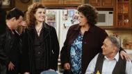 Cast members, from left, Louis Mandylor, Nia Vardalos, Lainie Kazan and Michael Constantine, of the new CBS comedy series "My Big Fat Greek Life," based on the hit film "My Big Fat Greek Wedding," rehearse a scene on the set in Los Angeles on Feb. 14, 2003. Vardalos says she's directing "My Big Fat Greek Wedding 3" and that shooting is underway in Greece. THE CANADIAN PRESS/AP/Rene Macura,