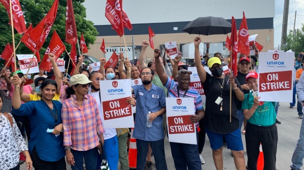 The Bay workers picket