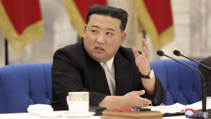 In this photo provided by the North Korean government, North Korean leader Kim Jong Un attends a meeting of the Central Military Commission of the ruling Workers' Party, which were held between June 21 and 23, 2022, in Pyongyang, North Korea. Independent journalists were not given access to cover the event depicted in this image distributed by the North Korean government. The content of this image is as provided and cannot be independently verified. Korean language watermark on image as provided by source reads: "KCNA" which is the abbreviation for Korean Central News Agency. (Korean Central News Agency/Korea News Service via AP)