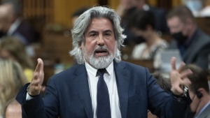 Canadian Heritage Minister Pablo Rodriguez rises during Question Period, Monday, May 2, 2022 in Ottawa. THE CANADIAN PRESS/Adrian Wyld