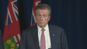 Toronto Mayor John Tory speaks to reporters Monday afternoon after meeting with Premier Doug Ford for the first time since his re-election earlier this month.