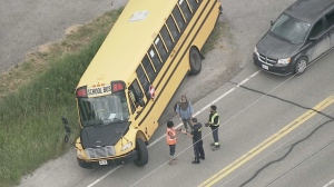 A bus driver in Caledon reportedly drove into a ditch late this afternoon, which caused the vehicle to tip over.