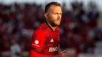 Toronto FC's new signing Domenico Criscito looks down field during first half MLS action against San Jose Earthquakes in Toronto on Saturday July 9, 2022.THE CANADIAN PRESS/Chris Young