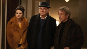 This image released by Hulu shows, from left, Selena Gomez, Martin Short and Steve Martin in a scene from "Only Murders In The Building." THE CANADIAN PRESS/AP-Craig Blankenhorn/Hulu via AP
