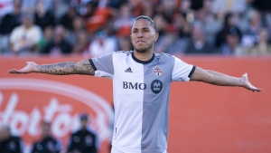 Toronto FC saw another designated player move on Tuesday, with star centre back Carlos Salcedo returning to Mexico reportedly to join FC Juarez. Salcedo complains after a call during first half of the 2020 Canadian Championship Final soccer against the Forge FC in Hamilton, Ont. on Saturday, June 4, 2022. THE CANADIAN PRESS/Peter Power