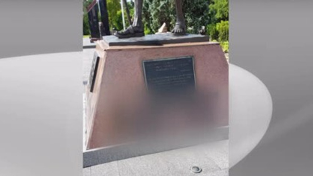 Gandhi statue defaced