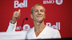 TFC’s newest player Federico Bernardeschi speaks during a press conference in Toronto, Monday, July 18, 2022. THE CANADIAN PRESS/Cole Burston