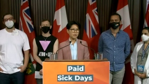 Kristyn Wong-Tam talks about sick days and monkeypox at Queen's Park Tuesday July 26, 2022. 