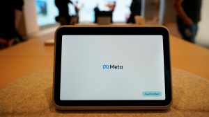 A Meta Portal Go is displayed during a preview of the Meta Store in Burlingame, Calif., Wednesday, May 4, 2022. (AP Photo/Eric Risberg) 