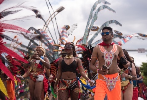 Participants begin the Grand Parade at the Caribbean Carnival in Toronto on Saturday, July 30, 2022. The parade returned to the city after a two-year hiatus as a result of the COVID-19 pandemic. THE CANADIAN PRESS/ Tijana Martin