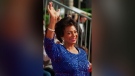 FILE - Actor Nichelle Nichols, who played Lt. Ntoya Uhura on ''Star Trek,'' waves as she arrives at the "Star Trek: 30 Years and Beyond" tribute at Paramount Studios in Los Angeles, Sunday, Oct. 6, 1996. Nichols died Saturday, July 30, 2022, her family said. She was 89. (AP Photo/Damian Dovarganes, File)