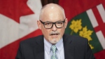 Dr. Kieran Moore, Ontario's Chief Medical Officer of Health speaks at a press conference during the COVID-19 pandemic, at Queen’s Park in Toronto on April 11, 2022. THE CANADIAN PRESS/Nathan Denette