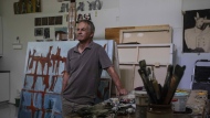 Artist Paddy Lamb pictured in his studio in Edmonton, on Friday July 29, 2022. There is a proposed law change introducing a resale fee for an artist's work. THE CANADIAN PRESS/Jason Franson