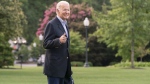 President Joe Biden walks to board Marine One on the South Lawn of the White House in Washington, on his way to his Rehoboth Beach, Del., home after his most recent COVID-19 isolation, Sunday, Aug. 7, 2022. (AP Photo/Manuel Balce Ceneta)
