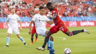 Back home on loan from Nottingham Forest, Richie Laryea gives Toronto FC the kind of threat from fullback it used to have. Laryea battles with New England Revolution's Brandon Bye during the first half of MLS soccer action in Toronto, Saturday August 14, 2021. THE CANADIAN PRESS/Mark Blinch
