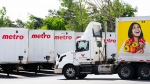 A Metro truck pulls out of the food distribution centre in Ottawa on Friday, June 24, 2022. Food prices have risen drastically as the annual inflation rate rises faster than it has since 1983, with Statistics Canada announcing Wednesday that the consumer price index in May was up 7.7 per cent compared to a year ago. THE CANADIAN PRESS/Sean Kilpatrick