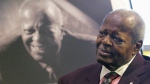 The Royal Canadian Mint is launching a special coin celebrating late music legend Oscar Peterson. Peterson, seen here in Toronto being honoured by Canada Post on his 80th birthday with his picture on a Canadian stamp on Aug. 15, 2005, is widely regarded as one of the foremost jazz pianists of his generation. THE CANADIAN PRESS/Nathan Denette
