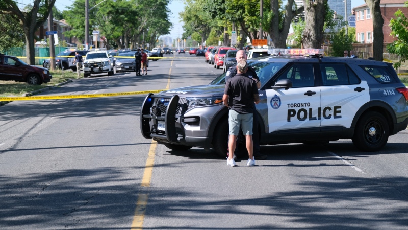 Police are on the scene of a shooting and stabbing in Scarborough. (Simon Sheehan/CP24)