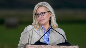 Rep. Liz Cheney, R-Wyo., speaks Tuesday, Aug. 16, 2022, at an Election Day gathering in Jackson, Wyo. Challenger Harriet Hageman has defeated Cheney in the primary. (AP Photo/Jae C. Hong)